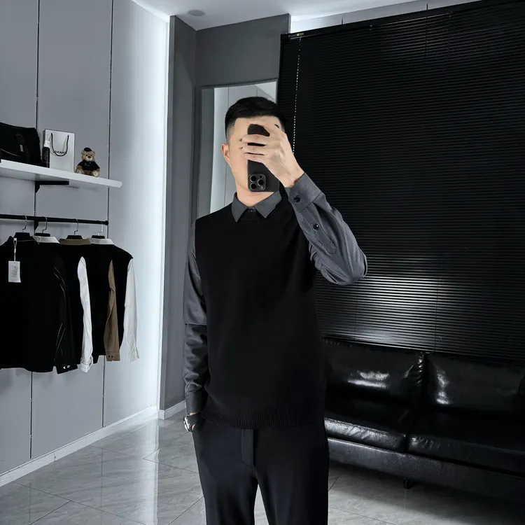 假两件毛衣男士2025秋冬新款打底韩版修身潮流休闲上衣衬衫加绒