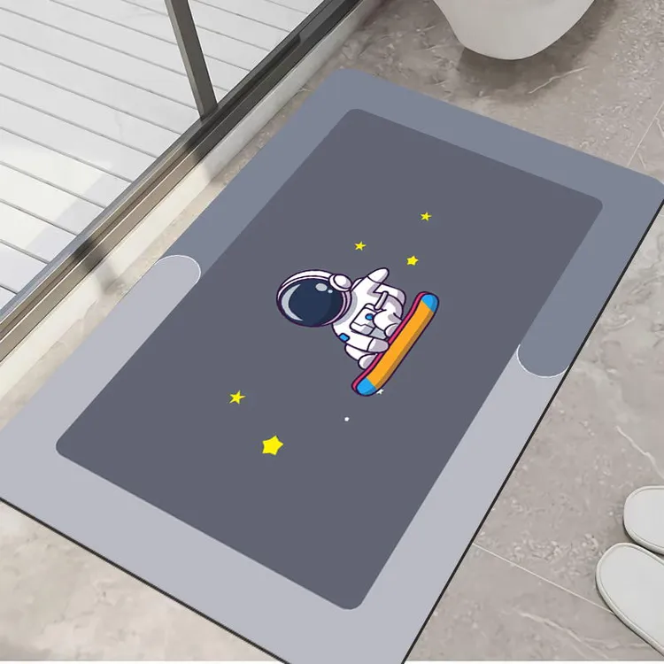【太空人】蓝灰色浴室厨房卫生间软硅藻泥吸水防滑地垫家用速干耐脏