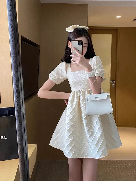 卓雅泡泡袖连衣裙No退No换