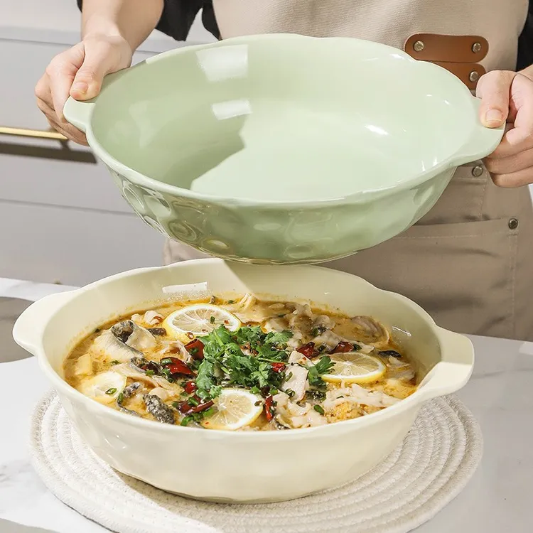 特别好看的酸菜鱼大盆碗陶瓷盘碗家用2025新款大号毛血旺双耳汤盆