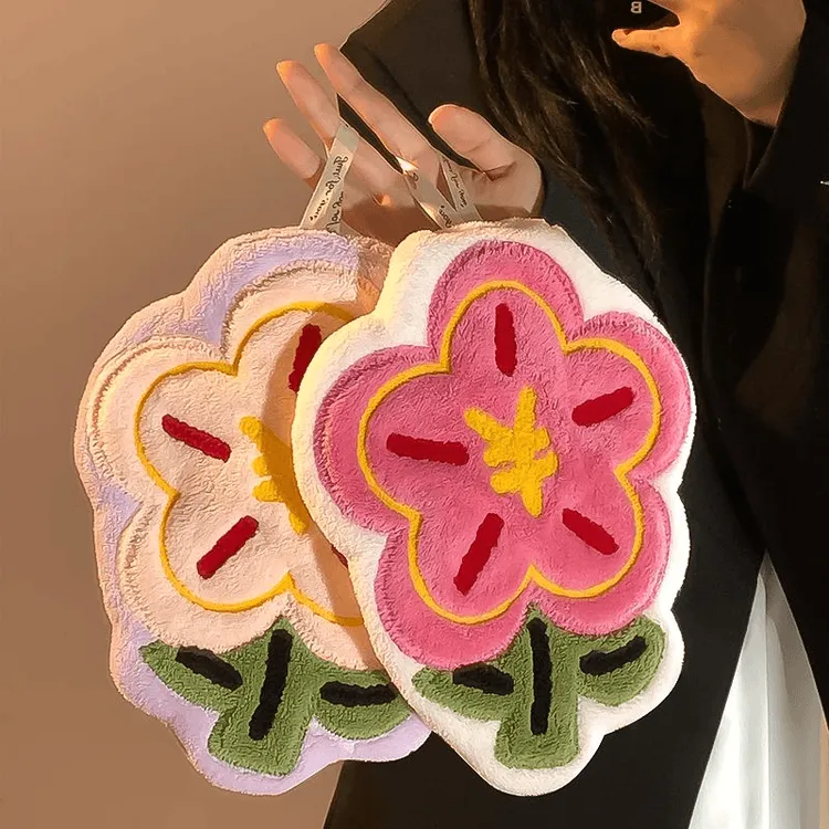 有钱花可爱擦手巾挂式款厨房卫生间浴室吸水速干抹手巾加厚珊瑚绒