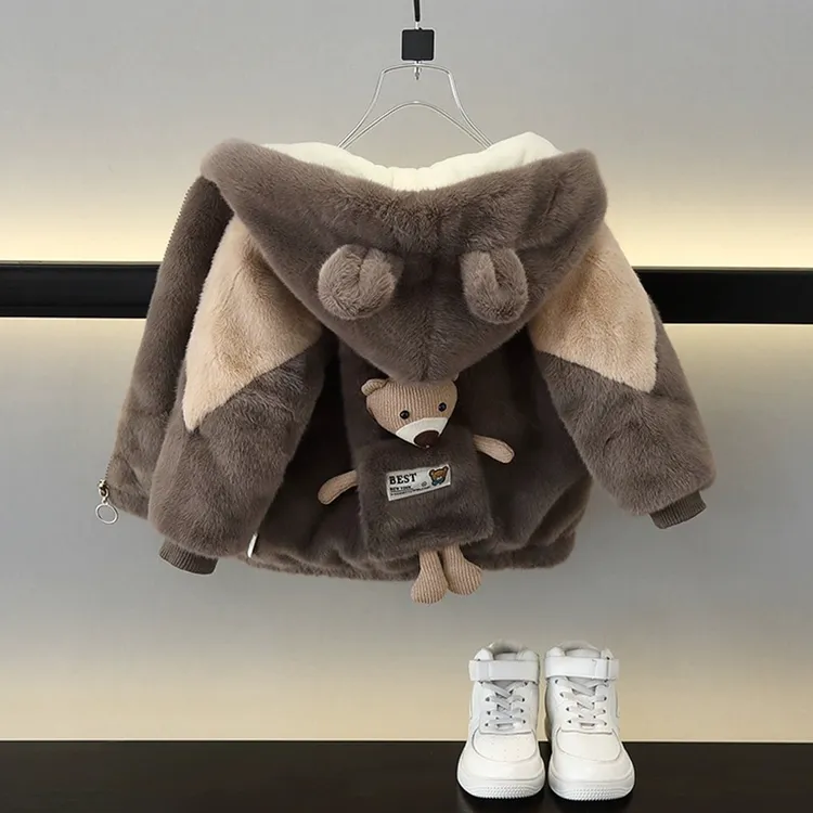 男童加绒外套2024新款洋气儿童秋冬季加厚毛毛衣儿童宝宝冬装棉衣