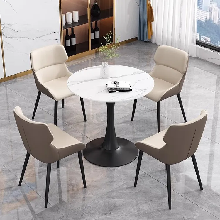 轻奢办公洽谈桌椅组合家用酒店办公电脑桌阳台休闲接待圆餐桌茶几