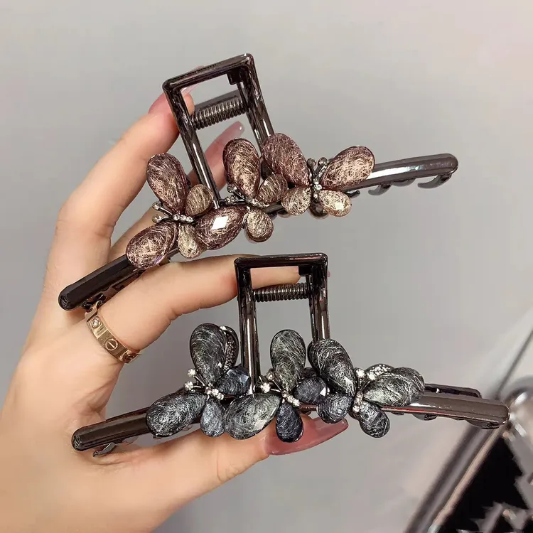 韩国11cm拉丝蝴蝶发抓 气质金属中等发量抓夹头饰轻奢发饰鲨鱼夹