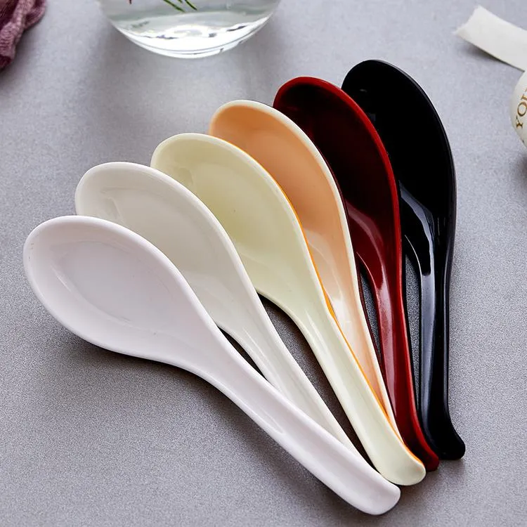 青花密胺汤勺子家用长柄麻辣烫饭店喝汤小勺子仿瓷密胺调羹饭店用