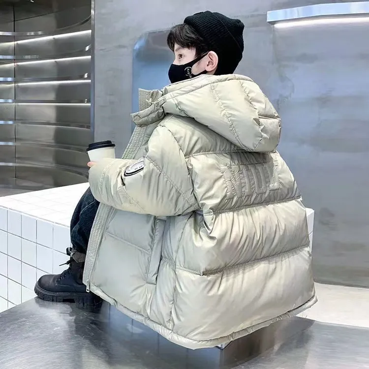 男童棉衣加绒加厚连帽免洗帅气炸街韩版中长款秋冬外套棉服冬装潮