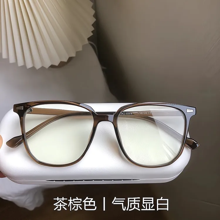 韩版茶棕方形潮流黑框镜架男款可配墨镜女款2025新款高档防紫外线