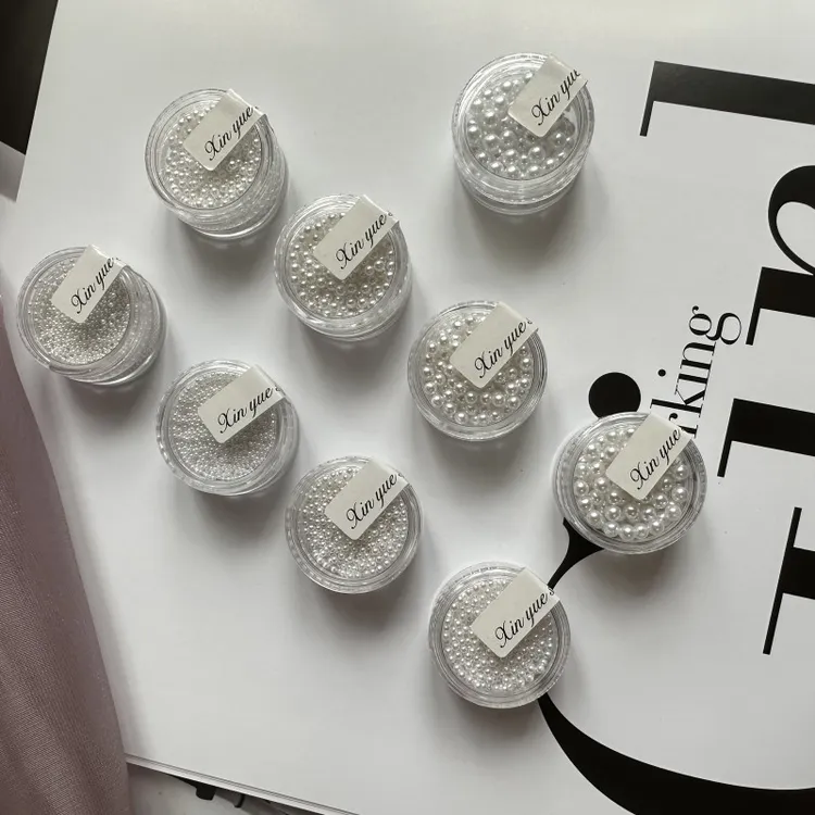 高品 高亮不脱皮纯白珍珠3D美甲饰品配件DIY穿戴