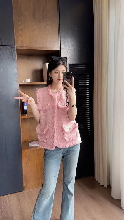 【小婷】MSSY美舒尚衣-上衣小香风马甲时尚马夹甜美粗花呢女装60023