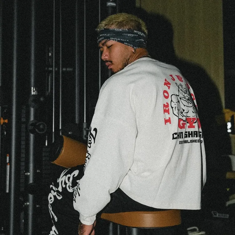 IRONJUNGLE GYM “为健美而生”系列 短宽落肩老派美式复古训练长袖