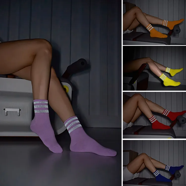 SC原创正品/3双短筒反光夜骑夜跑健身跳绳综训马拉松跑步运动袜