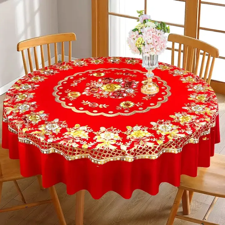 2024款桌布防水防油免洗可擦耐脏圆桌面布桌面布年货新年桌布桌垫