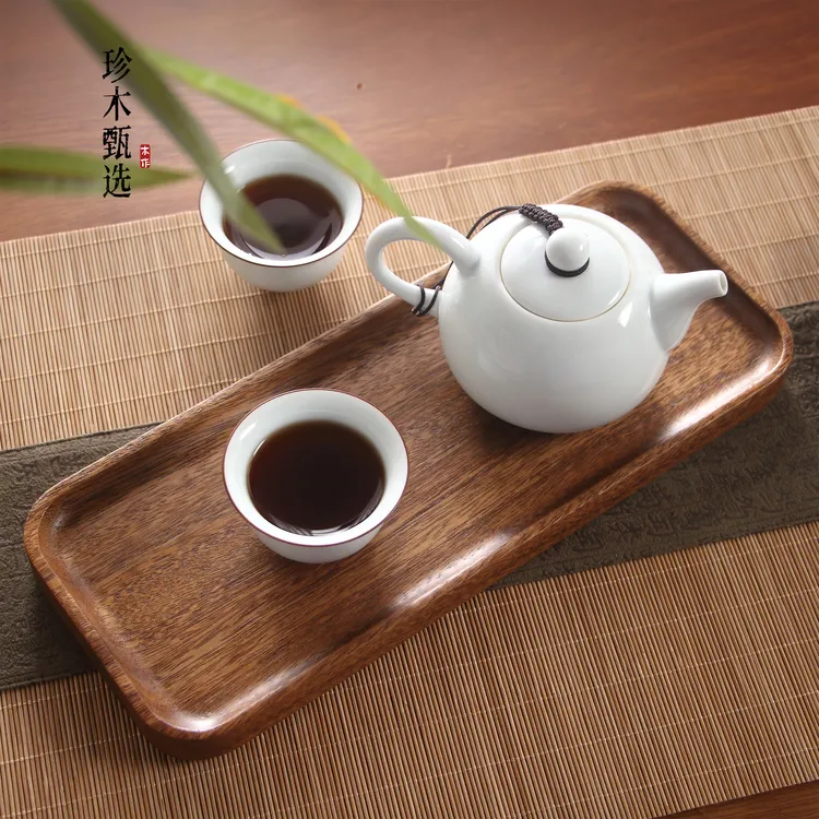 南美胡桃托盘长方形实木干泡盘家用茶杯甜点零食盘 30*12*2cm