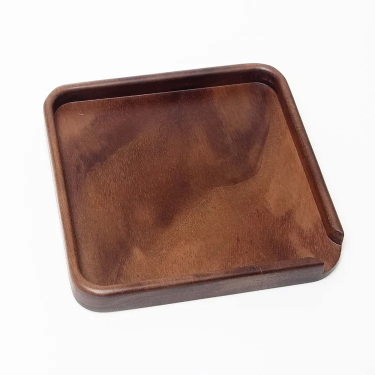 南美胡桃木茶饼分茶盘整木实木分茶器撬茶盘22*22*3cm茶托盘木制