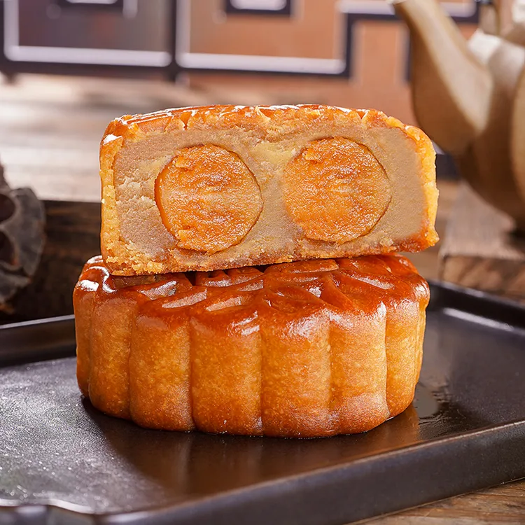 热销传统手工广式双黄莲蓉月饼传白统工艺中秋团圆低糖礼盒装