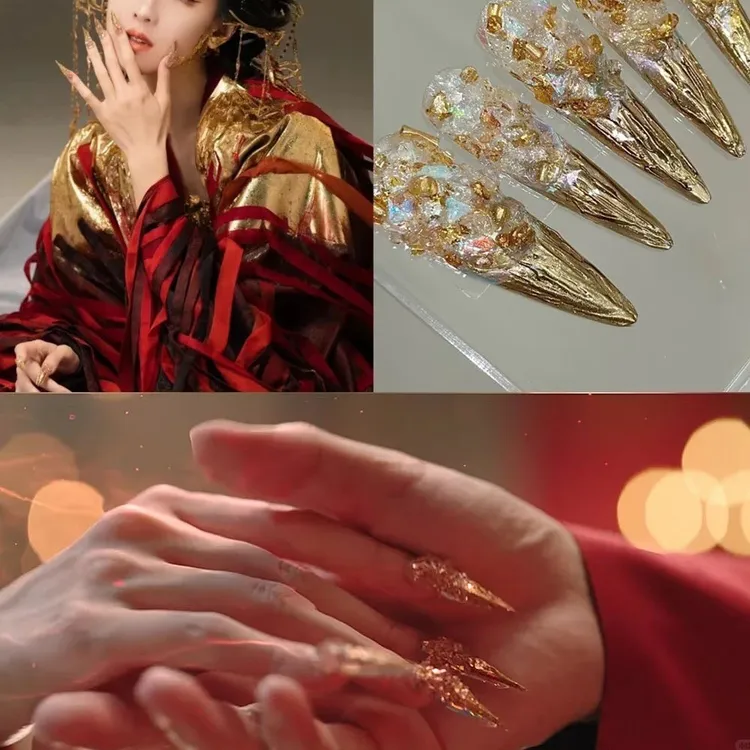 【永夜星河】镜妖 陈都令同款宫廷风美甲纯手工立体浮雕奢华穿戴甲