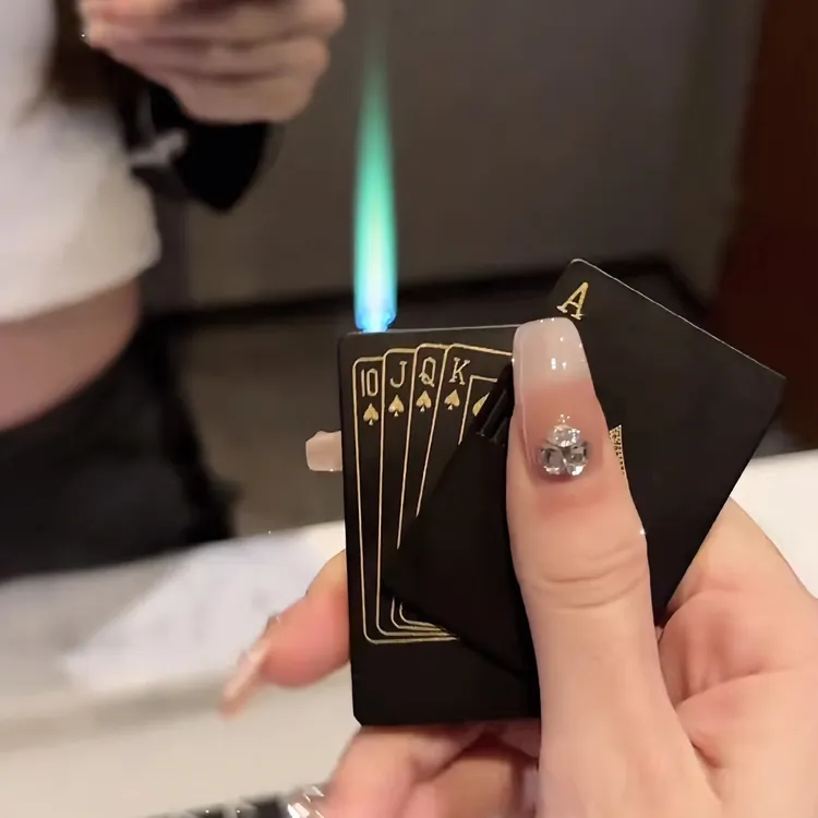 创意扑克牌黑桃A大王防风绿火网红打火机个性炫酷点烟器男女礼物
