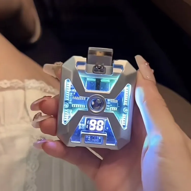 高级感机甲赛博朋克风双电弧充电防风炫酷数码照明点烟器打火机