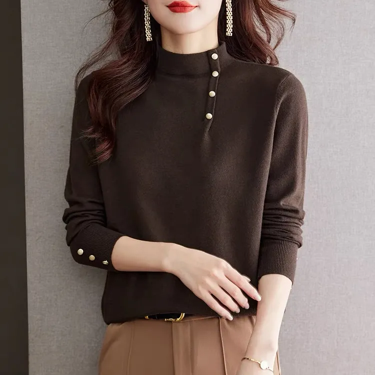 半高领气质百搭打底衫毛衣女士宽松显瘦内搭胖mm遮肉时尚洋气上衣