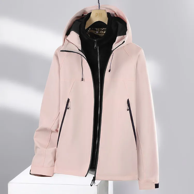 黑金三合一情侣户外夹克运动防风保暖外套/2件套