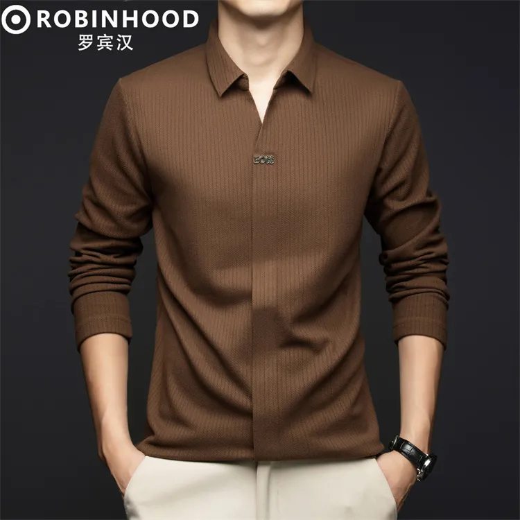 ROBINHOOD/罗宾汉秋装新款男士长袖T恤衫商务休闲翻领POLO衫上衣