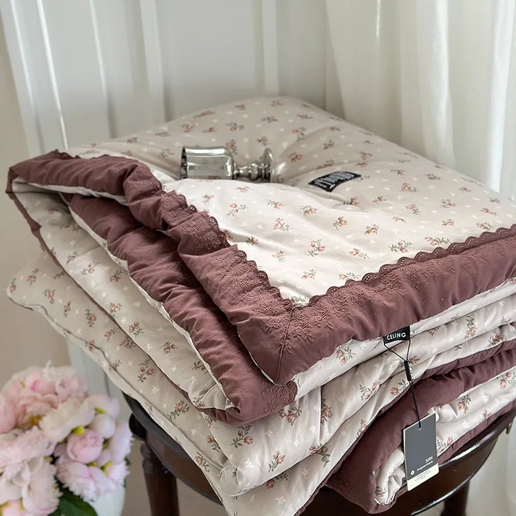 加厚冬被单人保暖一体被法式针织棉被子被芯双人春秋被可机洗四季