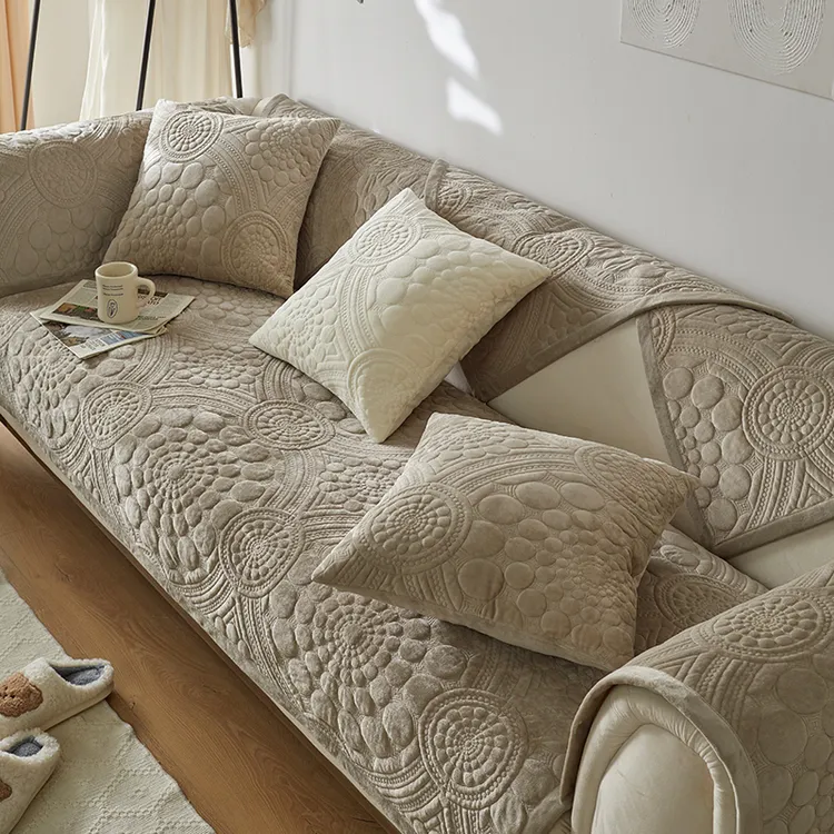加厚毛绒沙发垫冬季防滑简约现代坐垫万能套罩2024新款靠背巾盖布