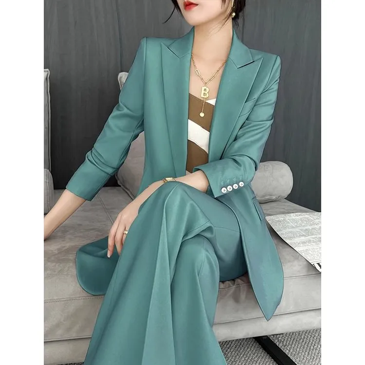 墨绿色西装套装女2024秋冬新款气质职业高端修身西服女神范高级感