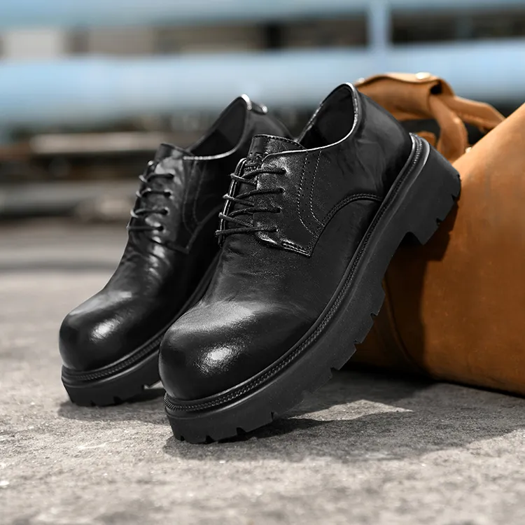 马克华菲男鞋防滑耐磨男士休闲皮鞋大头皮鞋圆头米奇德比鞋英伦风