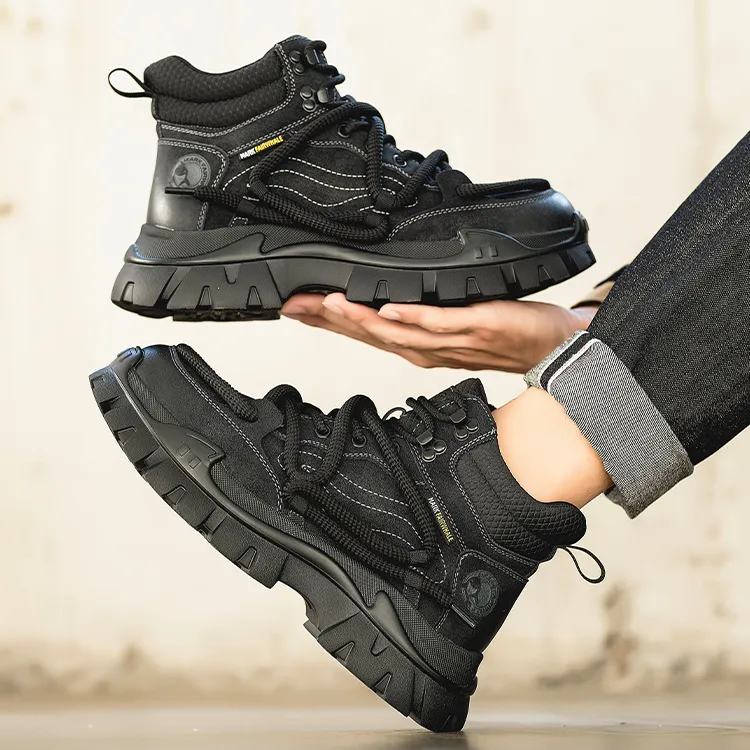 马克华菲靴子男款户外工装鞋靴男新款秋季黑色短靴男士马丁靴