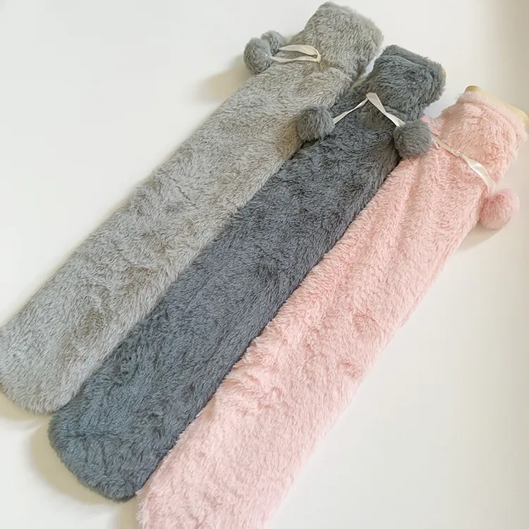 长款热水袋注水式柔软可爱毛绒家用灌水绒毛大号双层加长暖水袋