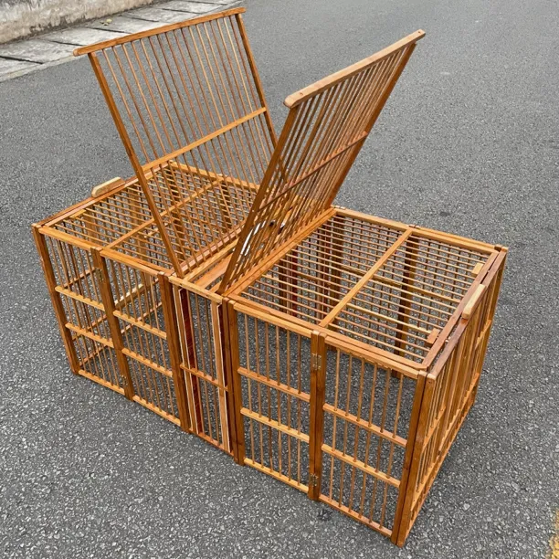 画眉鸟攻笼快速折叠公笼老楠竹制作打架笼可当养笼洗澡笼训练鸟笼