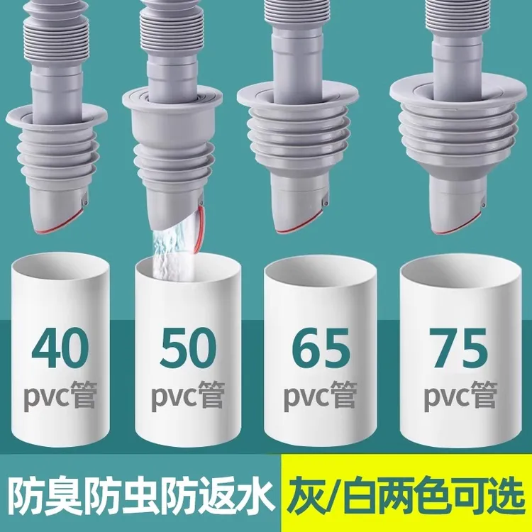 50/75下水管防臭密封圈脸盆洗衣机排水管止逆阀防返水神器堵口器