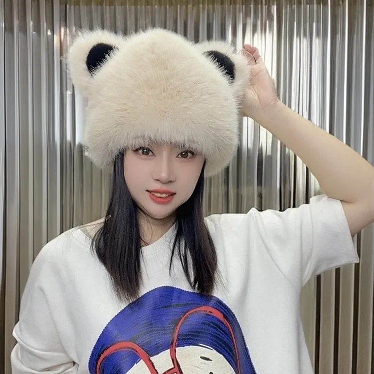 （长毛小熊）冬季网红可爱洋气时尚百搭保暖抗寒抗风加厚毛毛帽子