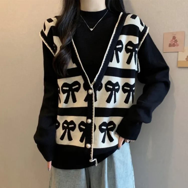 大码小香风假两件半高领毛衣女秋冬胖MM宽松显瘦百搭洋气针织上衣