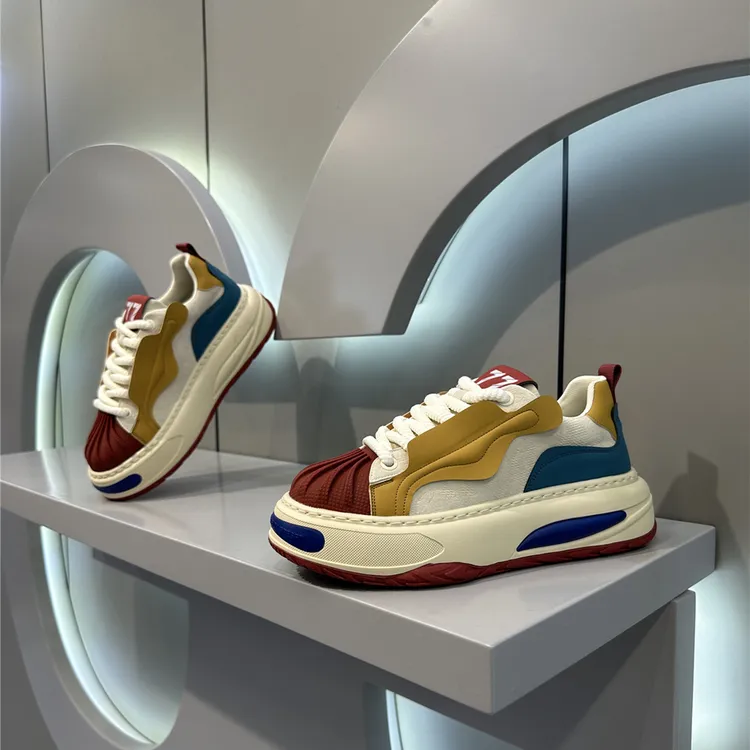 2024秋季新款男士休闲时尚潮流板鞋厚底增高舒适百搭拼色运动潮鞋