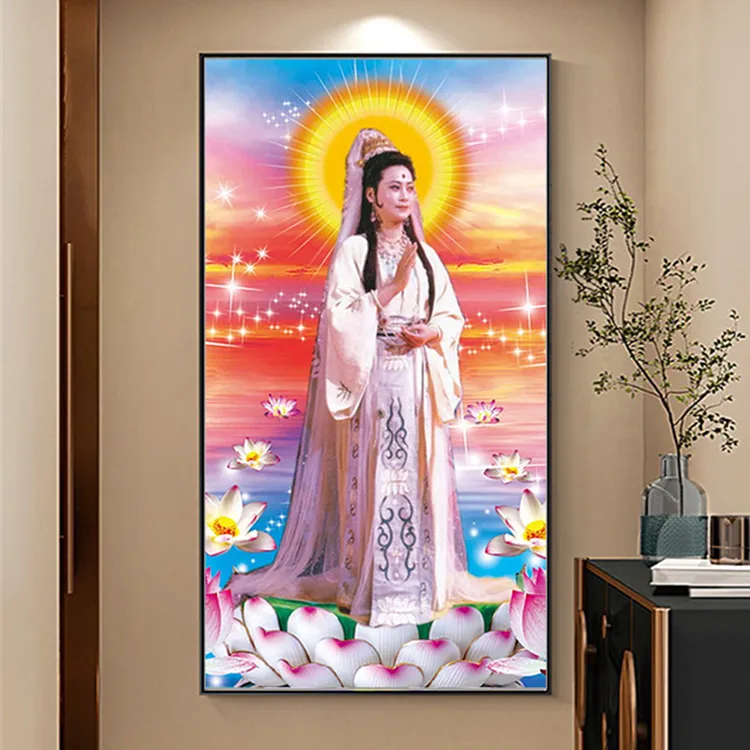 观音十字绣观世音菩萨站立满绣玄关人物竖版2025家用自己绣线绣