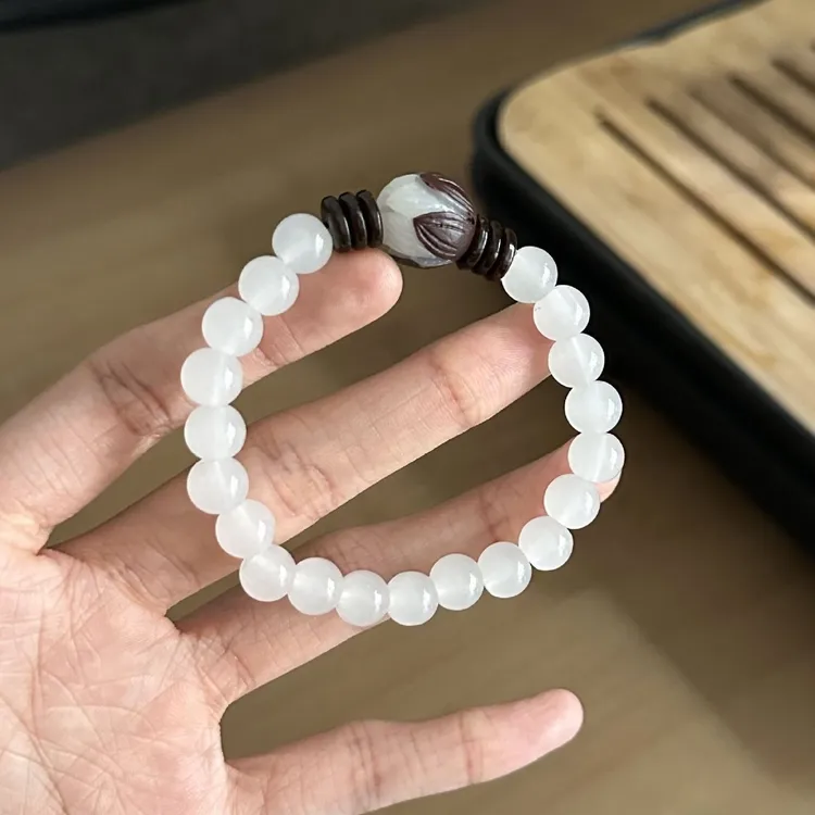 非金属玻璃手链 百搭简约莲花手串新中式可爱ins少女弹力绳手串女