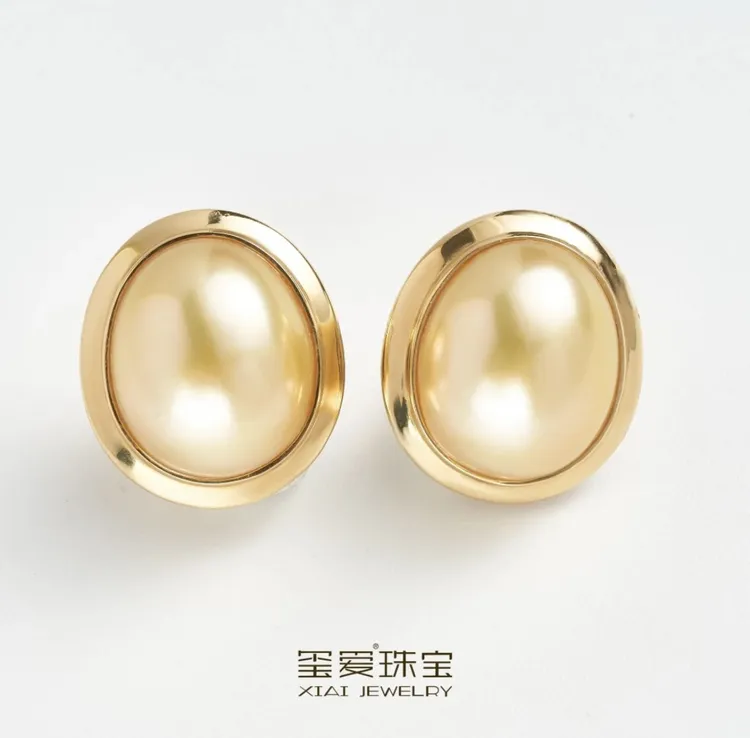 【玺爱门门】MM-35004天然海水金马贝 “罗马假日” 时尚 耳钉 18k金