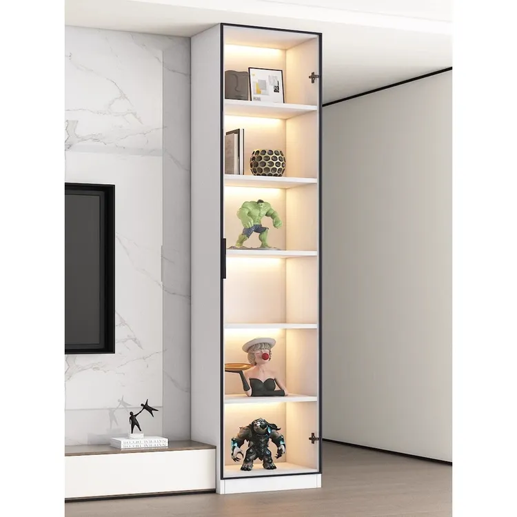 制电视柜侧边柜酒柜立柜玻璃门客厅储物展示书柜窄柜手办柜角柜