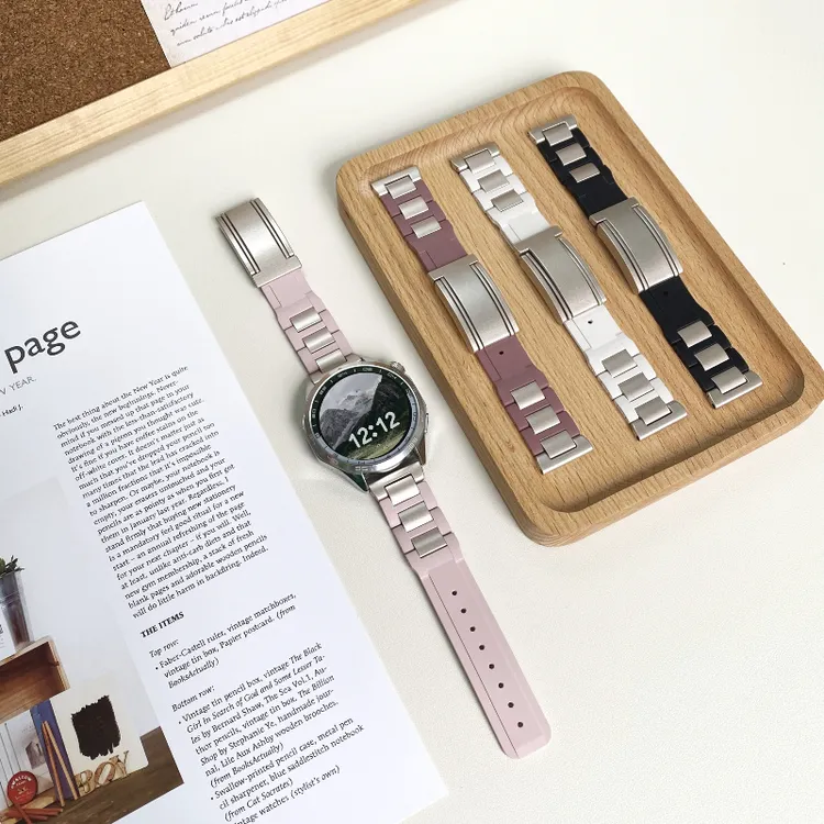 适用华为gt4表带gt3金属watch3pro不锈钢橡胶watch磁吸荣耀GS手表