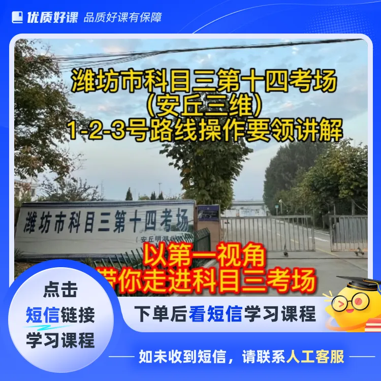 【安丘三维】科目三考试路线操作讲解(点击短信链接学习课程)