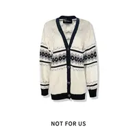 NOT FOR US23SS民族风提花V领针织开衫