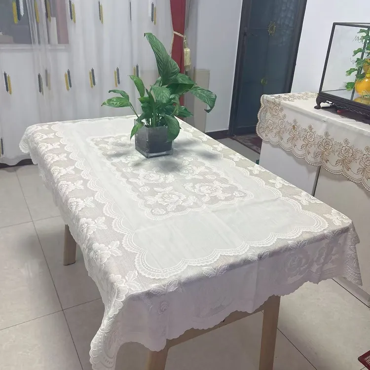 【新店开业】白珠光桌布防水防油免洗蕾丝长方形餐桌布