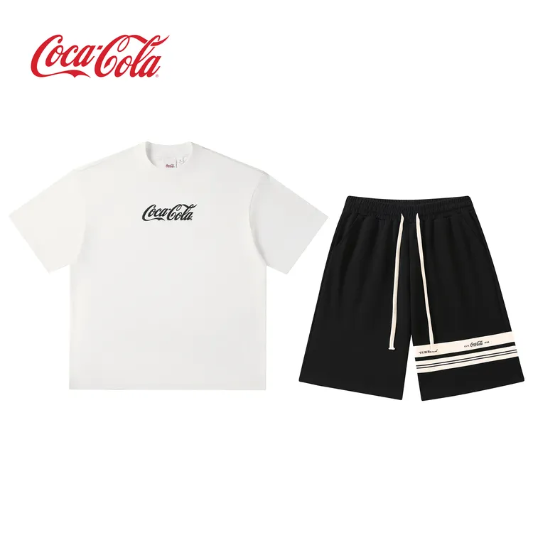 Coca-Cola/可口可乐夏季套装男休闲百搭简约宽松潮流美式运动套装