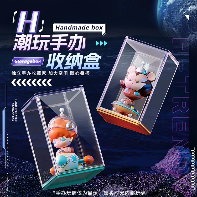 拣家创意盲盒收纳展示架亚克力透明柜泡泡玛特展示盒手办收纳盒