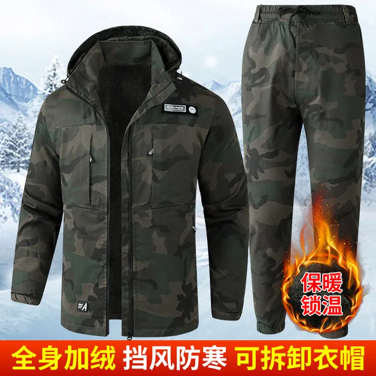 【仓库年货破价】秋冬加绒防寒棉迷彩防风加厚保暖耐磨男女迷彩服