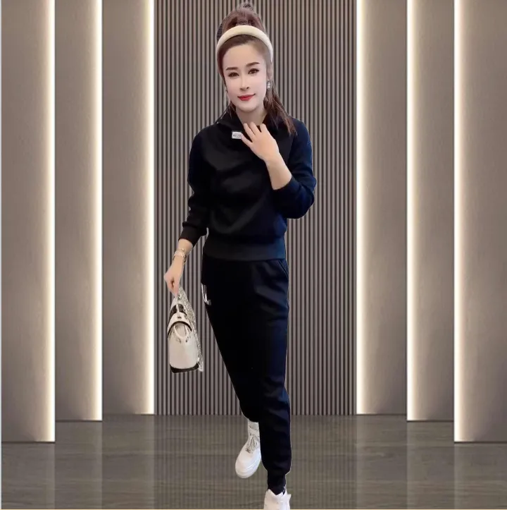 网红高档休闲运动套装女2024春季新款连帽减龄洋气卫衣套装两件套
