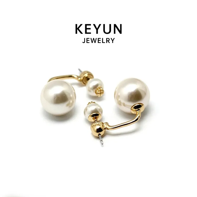 铜合金耳饰 印象巴黎珍珠耳饰轻奢法式气质优雅高级感两戴耳钉女