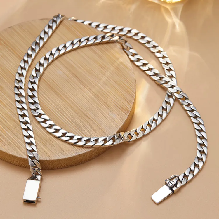 链子925银 古巴项链霸气潮流简约百搭粗款个性纯银男士饰品老板链